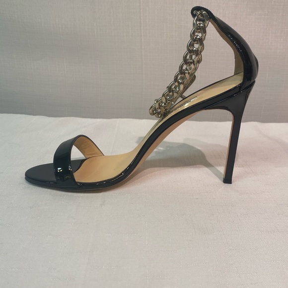 MANOLO BLAHNIK Black Chaos Sandal With Chain Strap Pin Lock Size 8.5B Italy - Picture 12 of 15